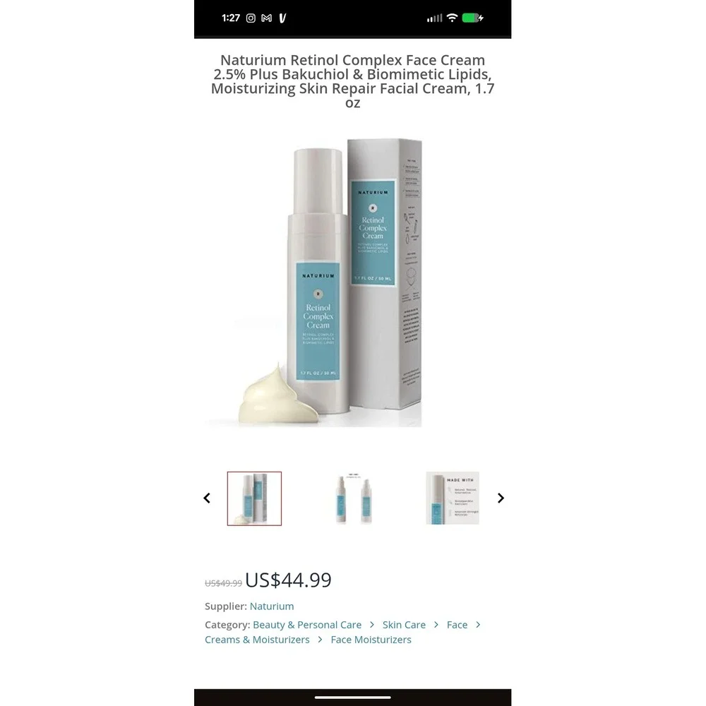 NIB Naturium Retinol Complex Cream 2.5% Bakuchiol Lipids Face Moisturizer 1.7oz
